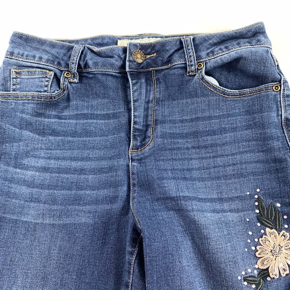 Est 1946 Denim Womens Jeans Size 8 Stretch Blue Bling Embroidery Rhinestones - Picture 2 of 10